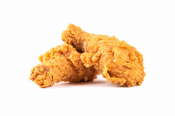 Fries chicken isolated on white background.