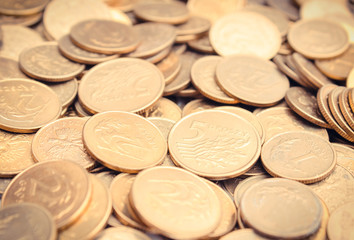Heap of coins as background, polish currency money