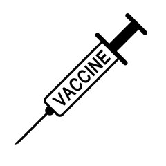Medical syringe with the vaccine, sign the injection vaccine, vector symbol flu vaccination, shot by syringe from the flu