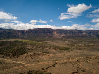 Colorado Aerial shot of mesa on cloudy autumn day