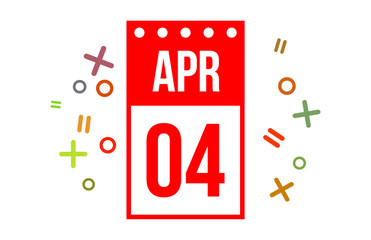 4 April Red Calendar Number 