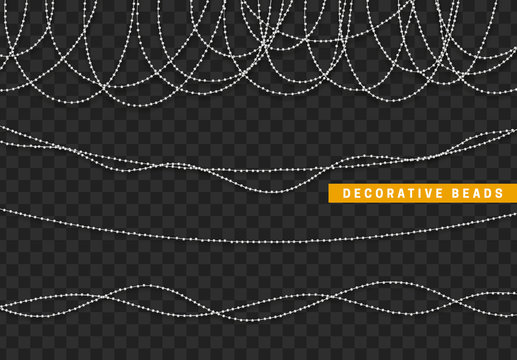 String beads realistic isolated. Decorative design element bead.