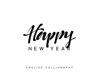 Text Happy New Year. Xmas calligraphy lettering.