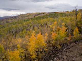 Aerial photos of Colorado fall colors mountains and roads