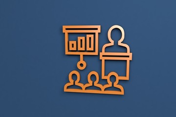 orange color Illustration of Training on blue background