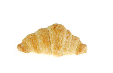 close up on buttery croissants isolated on white background