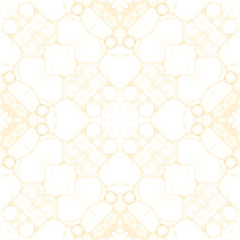 Yellow seamless pattern. Appealing delicate soap bubbles. Lace hand drawn textile ornament. Kaleidos