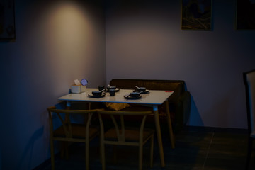 table and chairs in restaurant