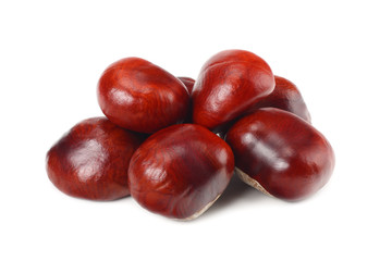 chestnuts isolated on white background. Healthy background.