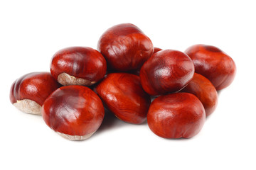 chestnuts isolated on white background. Healthy background.
