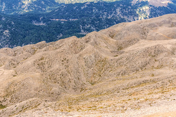 aerial view, colorful slopes of the mountain Tahtal