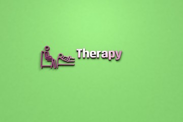 Illustration of Therapy with purple text on green background