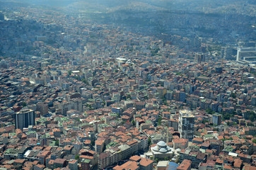 Istanbul City view from largest skyscraper Sapphire Tower, Turkey. Top view