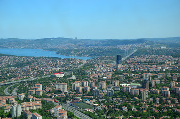 Fototapeta na wymiar Istanbul City view from largest skyscraper Sapphire Tower, Turkey. Top view
