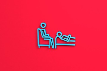 3D illustration of Therapy, blue color with red background.