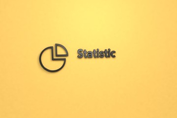 3D illustration of Statistic, dark color and dark text with yellow background.