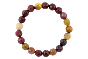 Mookaite jasper gemstone bracelet isolated on white background