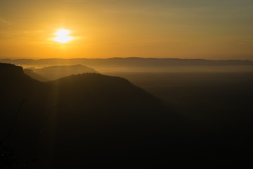 morning sunrise on mountain view in thailand