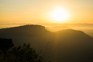 morning sunrise on mountain view in thailand