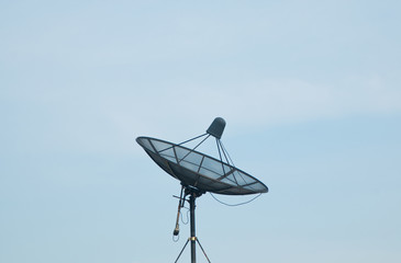 satellite dish receiver and blue sky background