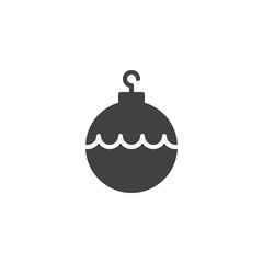 Christmas ball vector icon. filled flat sign for mobile concept and web design. Xmas bauble simple solid icon. Symbol, logo illustration. Pixel perfect vector graphics