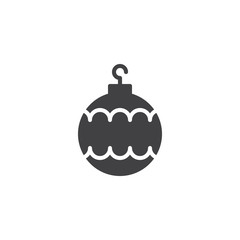 Xmas bauble vector icon. filled flat sign for mobile concept and web design. Christmas ball decoration simple solid icon. Symbol, logo illustration. Pixel perfect vector graphics