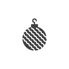 xmas bauble decoration vector icon. filled flat sign for mobile concept and web design. Striped Christmas ball simple solid icon. Symbol, logo illustration. Pixel perfect vector graphics