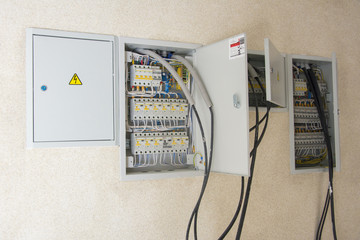 Multicolored computer cable isolated on white background