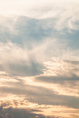 Fototapeta premium blue and gold sky background with white cloudy , twilight in the evening .