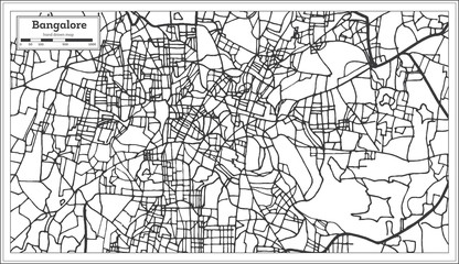 Bangalore India City Map in Retro Style. Outline Map.