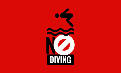 No Diving Allowed Sign Vector Illustration