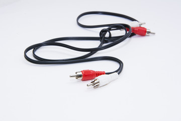 Multicolored computer cable isolated on white background