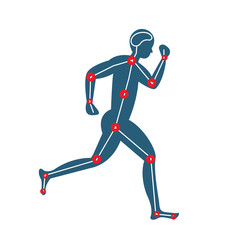 blue man running icon design , runner, jogging, health, joy, athlete, running, run.illustrato