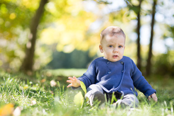 baby old in autumn park