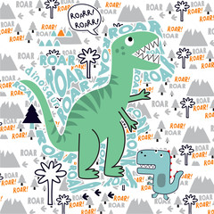 Dino saur animal printing t shirt vector
