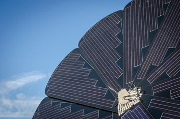 Detail shot of a round solar panel