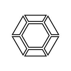 Diamond line icon. Brilliant cut diamond or other gem top view. Vector Illustration
