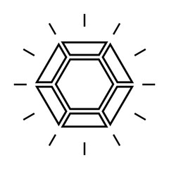Shining diamond line icon. Brilliant cut diamond or other gem top view. Vector Illustration