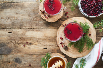 Cowberry tea with spices and honey