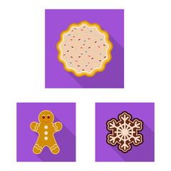 Vector design of biscuit and bake symbol. Collection of biscuit and chocolate stock vector illustration.