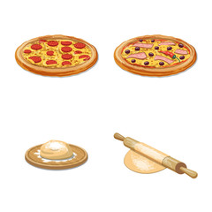 Vector illustration of pizza and food icon. Collection of pizza and italy stock symbol for web.