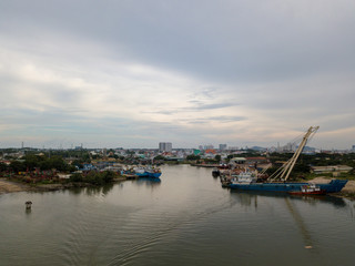 Fototapeta na wymiar Harbor in vietnam at sunset