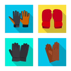 Vector illustration of glove and winter logo. Collection of glove and equipment stock symbol for web.