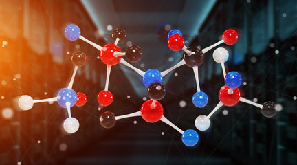 Modern digital molecule structure 3D rendering