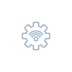 Wifi connection signal icon with gear or settings icon in the circle. vector illustration isolated on modern background.