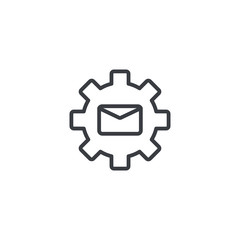 Icon of email configuration. Mail setting, gear wheel, letter, cog. Mail options concept. Can be used for topics like computer interface, correspondence, account, setting parameters