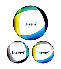 Set of geometric shape convergence logo design templates