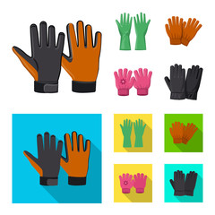 Vector illustration of glove and winter sign. Set of glove and equipment stock vector illustration.
