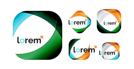 Set of geometric shape convergence logo design templates