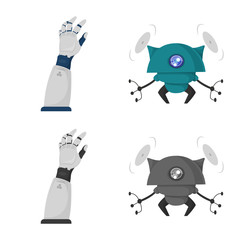 Isolated object of robot and factory symbol. Set of robot and space stock vector illustration.